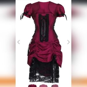 Historically Inspired Magenta Corset Dress with Bolero